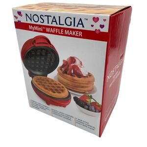Nostalgia MyMini Heart Waffle Maker Electric Iron Red MWF5AQ French Toast New